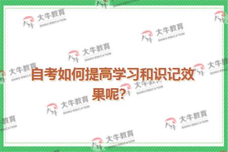 自考如何提高学习和识记效果呢？